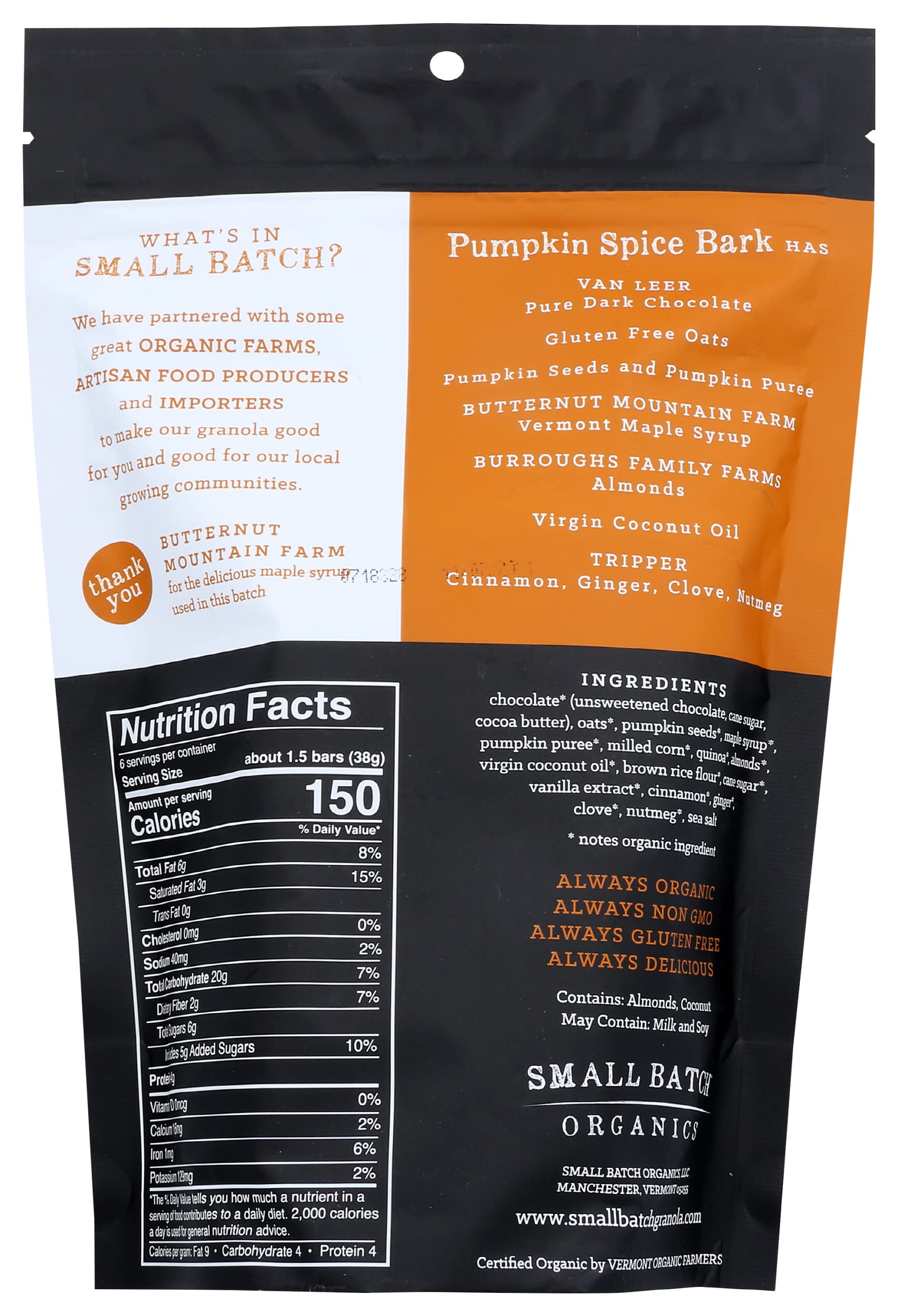 Small Batch Organics, Granola Bark Pumpkin Spice Organic, 8 Ounce