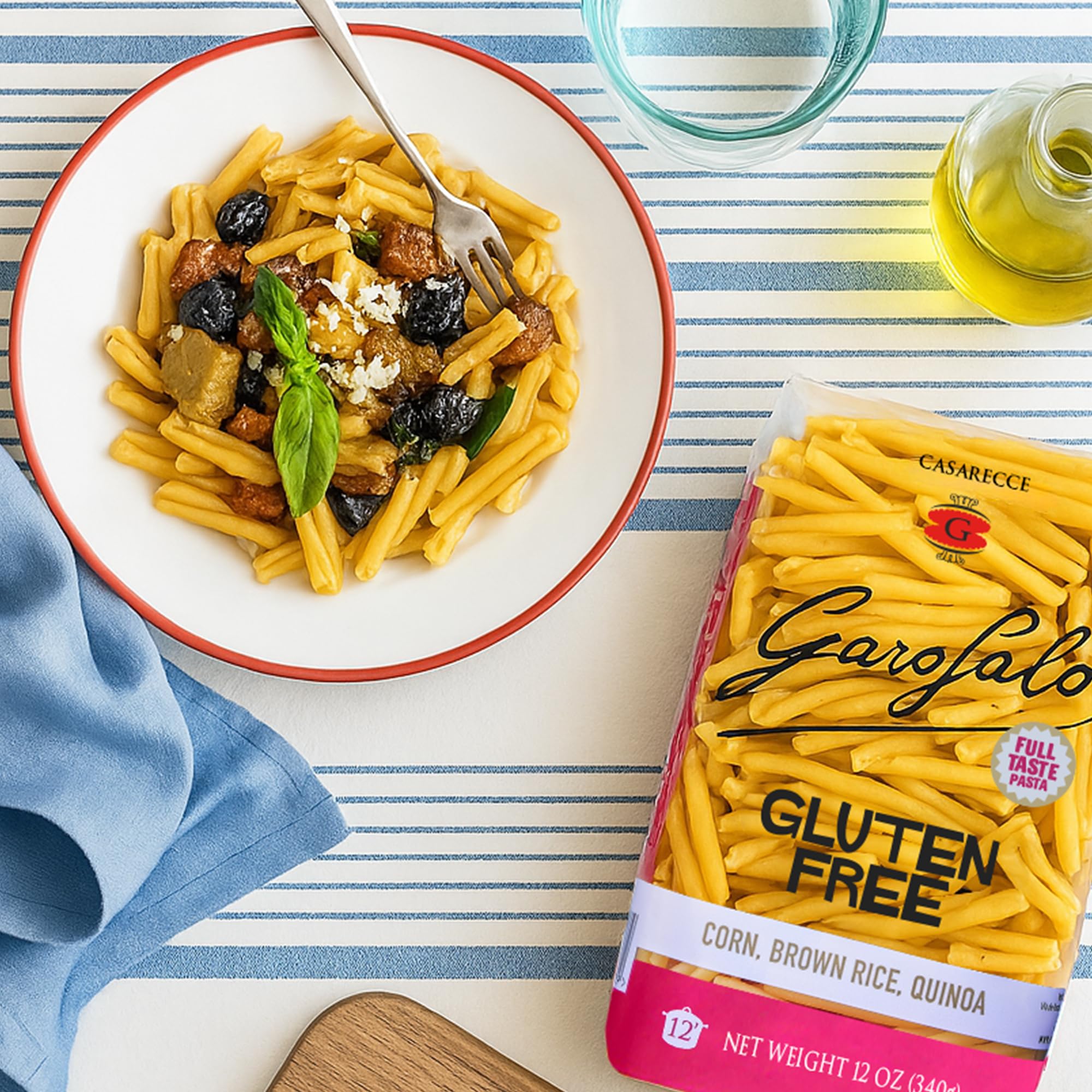 Garofalo - Premium Gluten-Free Casarecce Pasta, Italian Made, Corn, Rice, Potato & Quinoa Blend, Bronze-Drawn, Al Dente (2 pack)