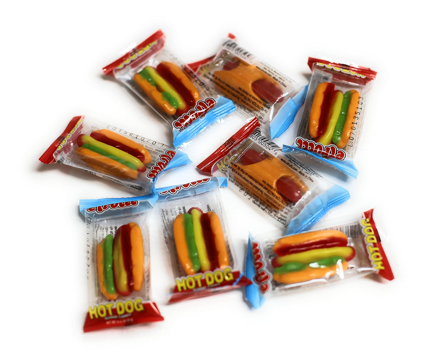 eFrutti Gummi Hot Dog Shape ( 60 Pieces ) Display Box Individual Wrap Gummy by Look-On