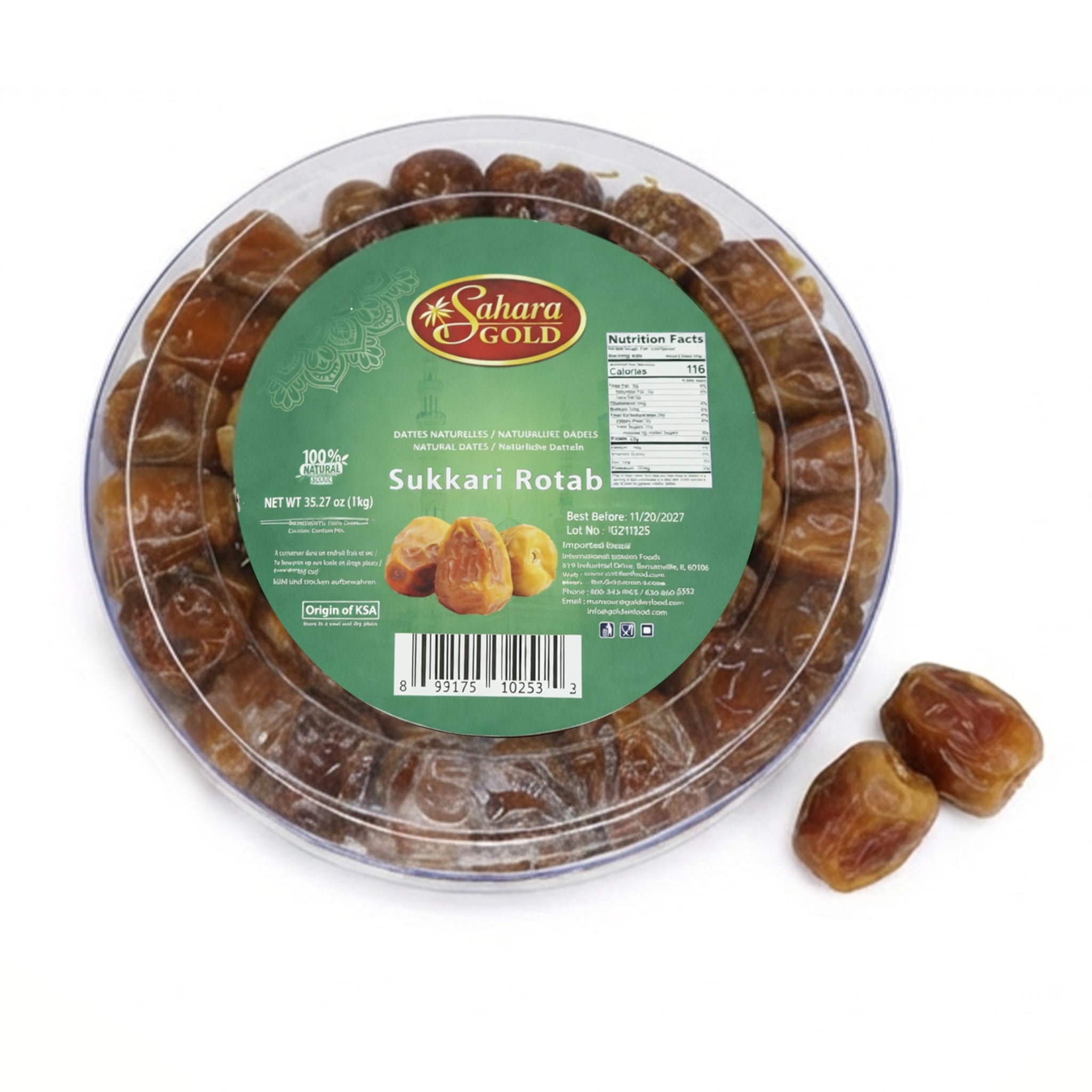 Sahara Gold Sukkari Dates | Gluten-Free & Non GMO | Naturally Very Sweet & Soft Texture | Sukkari Rotab Dates | Saudi Grown | High Fiber Dried Fruit