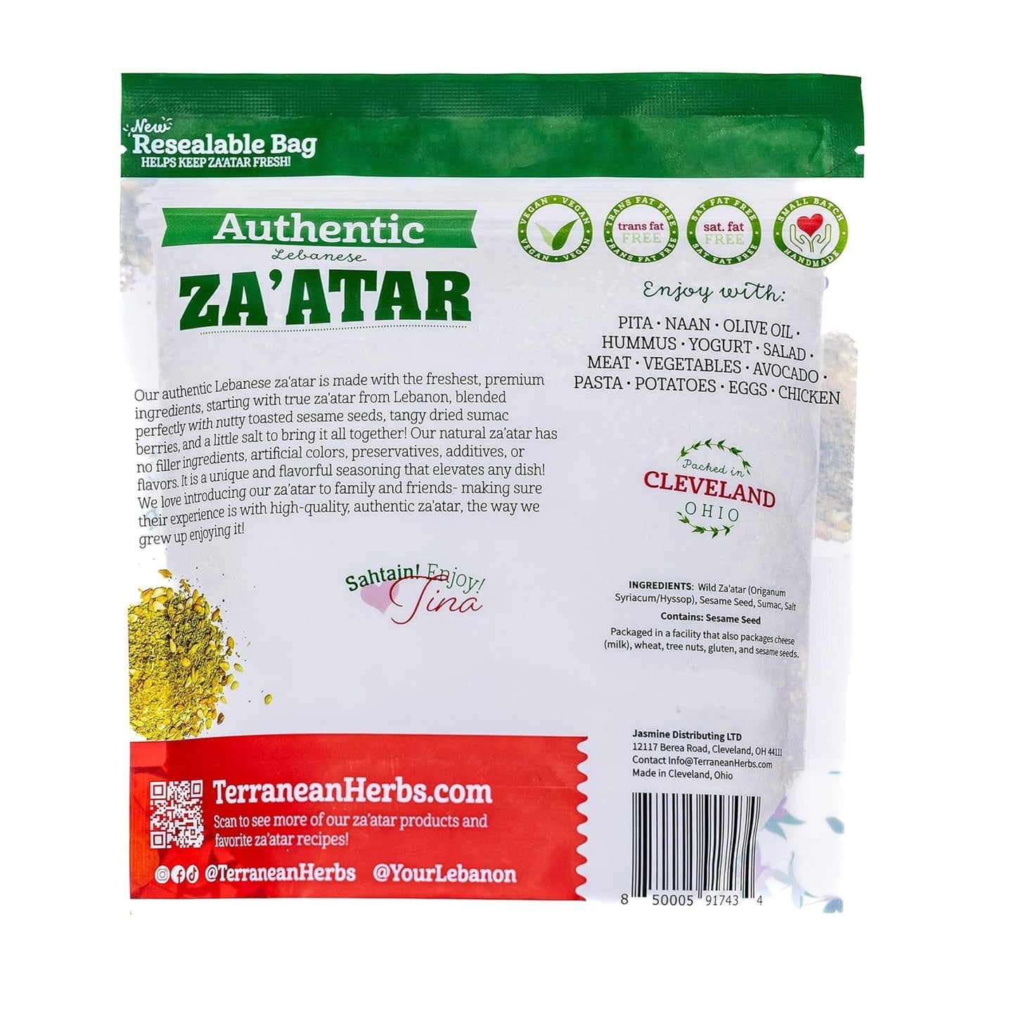 Terranean Zaatar Blend: 12 Oz Bulk Bag of Authentic Lebanese,NONGMO Verified, Pure Ingredients, No Fillers