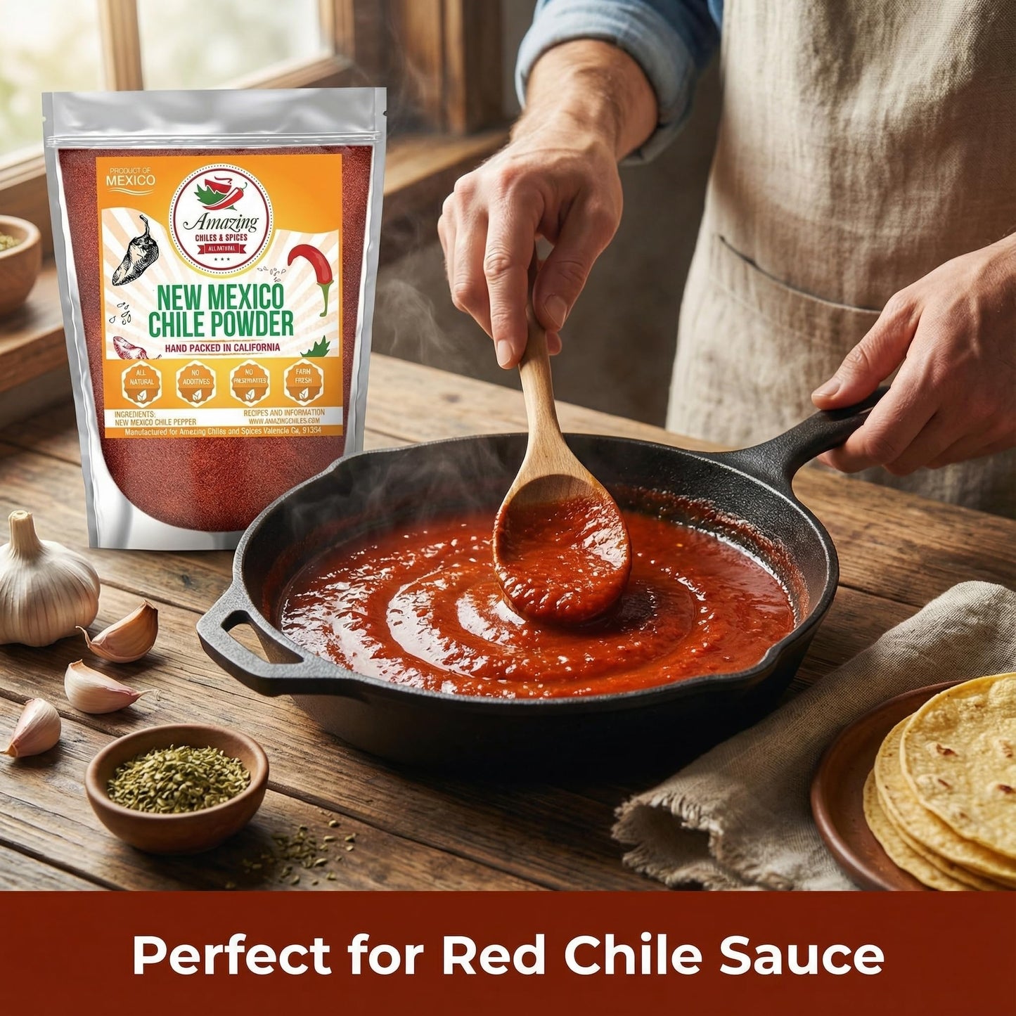 New Mexico Chili Powder (4oz) - Natural and Premium. Great For Stews, Soups, Meat Rubs, Salsa, Enchiladas and More. Moderate Heat. By Amazing Chiles