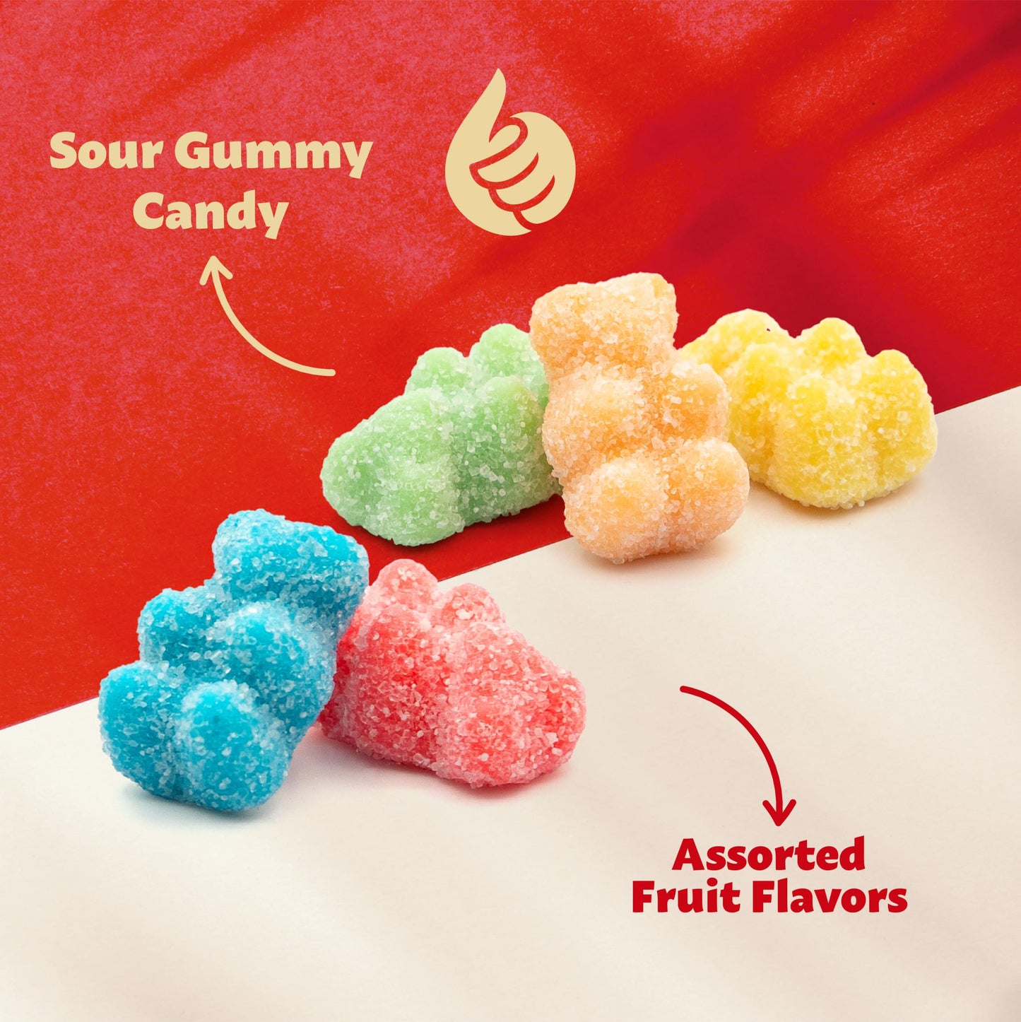 Neon Sour Gummi Bears Candy Bulk | 2-Pound Bag | Assorted Fruit Flavored Sour Gummies | Chewy Candy for Parties, Snacking, Buffets, and Dessert