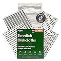 FEBU Swedish Dishcloths for Kitchen | 5 Pack Black Minimalist Reusable Paper Towels Washable | Swedish Dish Towels | Non-Scratch Cellulose Sponge