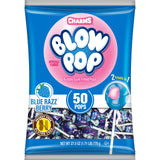 Charms Blow Pop Single Flavor Bag - Blue Raspberry Flavored Lollipops with a Bubble Gum Center - Individually Wrapped Hard Candy - Blue Candy - Peanut