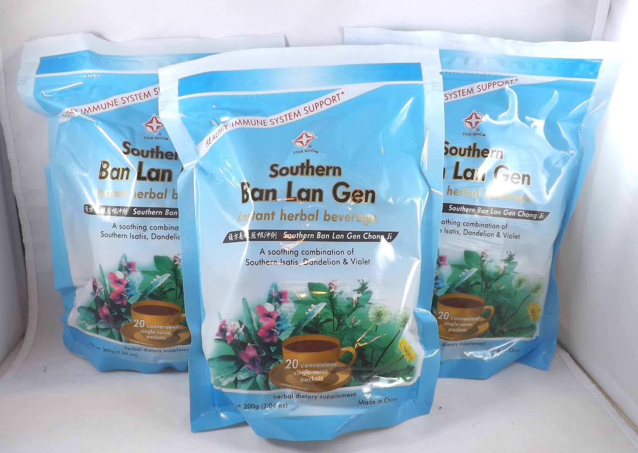 3 Pack! Ban LAN Gen Chong Ji, Instant Herbal Beverage, Tea, Drink, 3 x 20 Servings