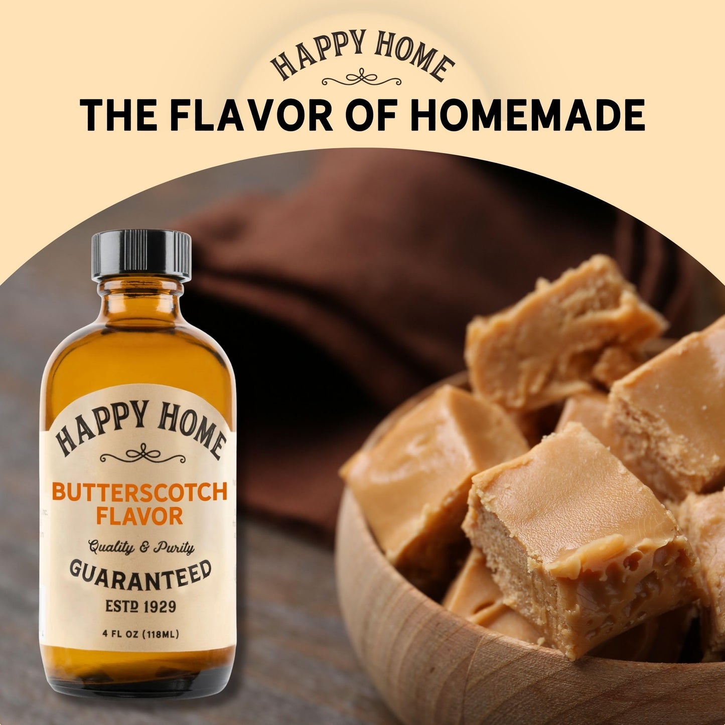 Happy Home Butterscotch Flavor Extract, Gluten-Free, Dairy-Free, Nut-Free, Kosher, 4 fl oz