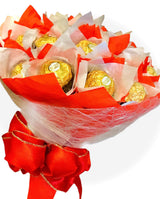 Gourmet Hazelnut Milk Chocolate, Large Candy Chocolate Gift Bouquet, 24 Count Edible Red and White Roses