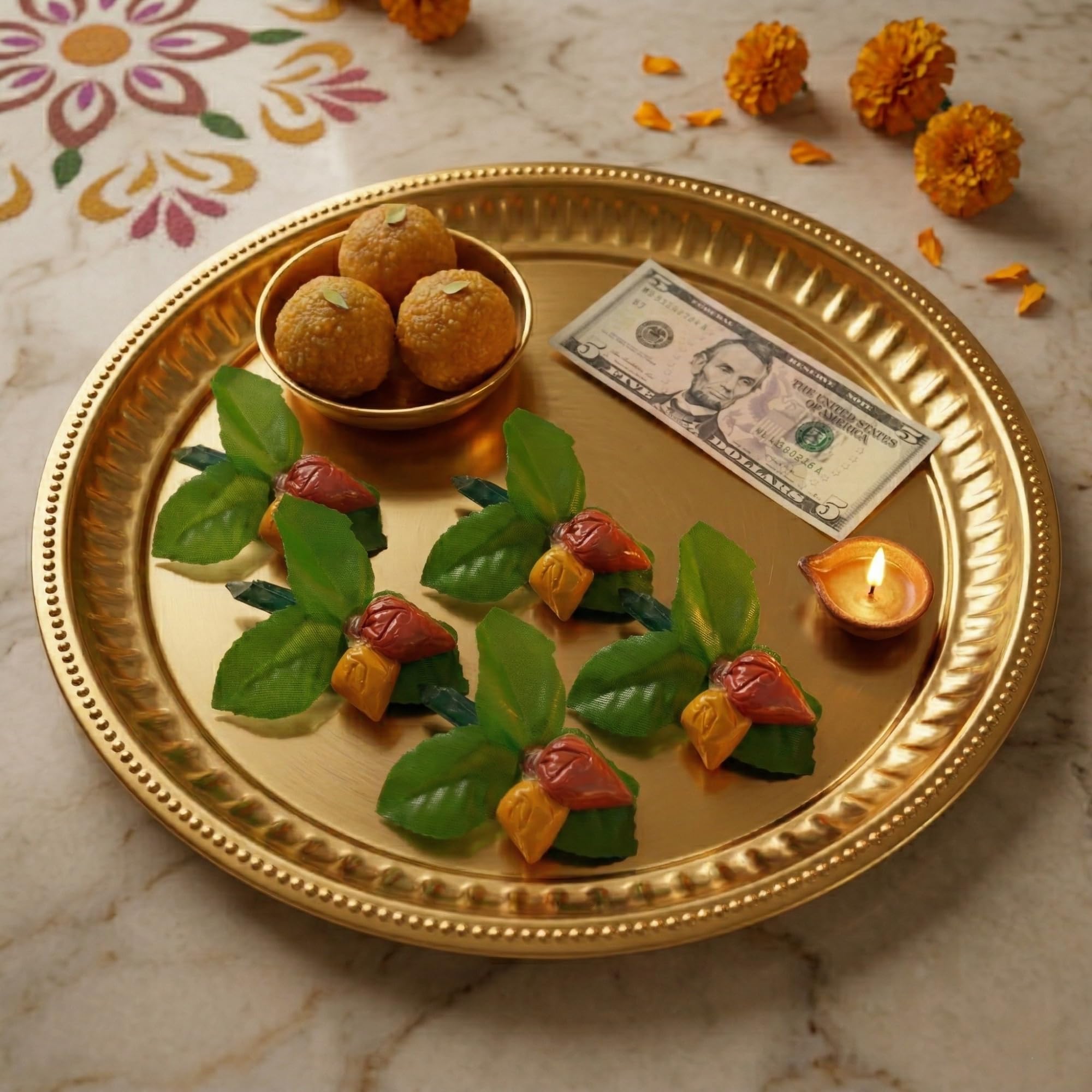 LoveNspire Strawberry Style Mini Haldi Kumkum Packets for Pooja Thali - Decorative Sindoor & Turmeric Powder Combo for Wedding & Housewarming Favors
