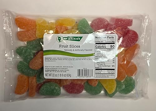 Eillien's Fruit Slices Candy, Assorted Lemon, Lime, Orange, Grape and Cherry Flavors, 22 oz