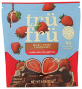 Tru Fru, Frozen Strawberries White And Milk Chocolate, 8 Ounce