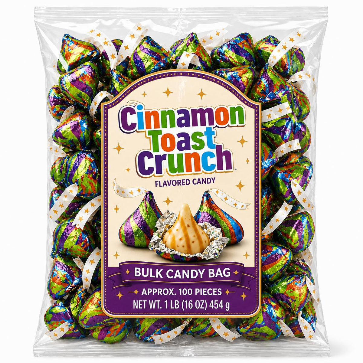 Cinnamon Toast Flavored White Creme Candy Pieces with Crunchy Bits Bulk Bag - 1 lb (Approx. 100 pieces)