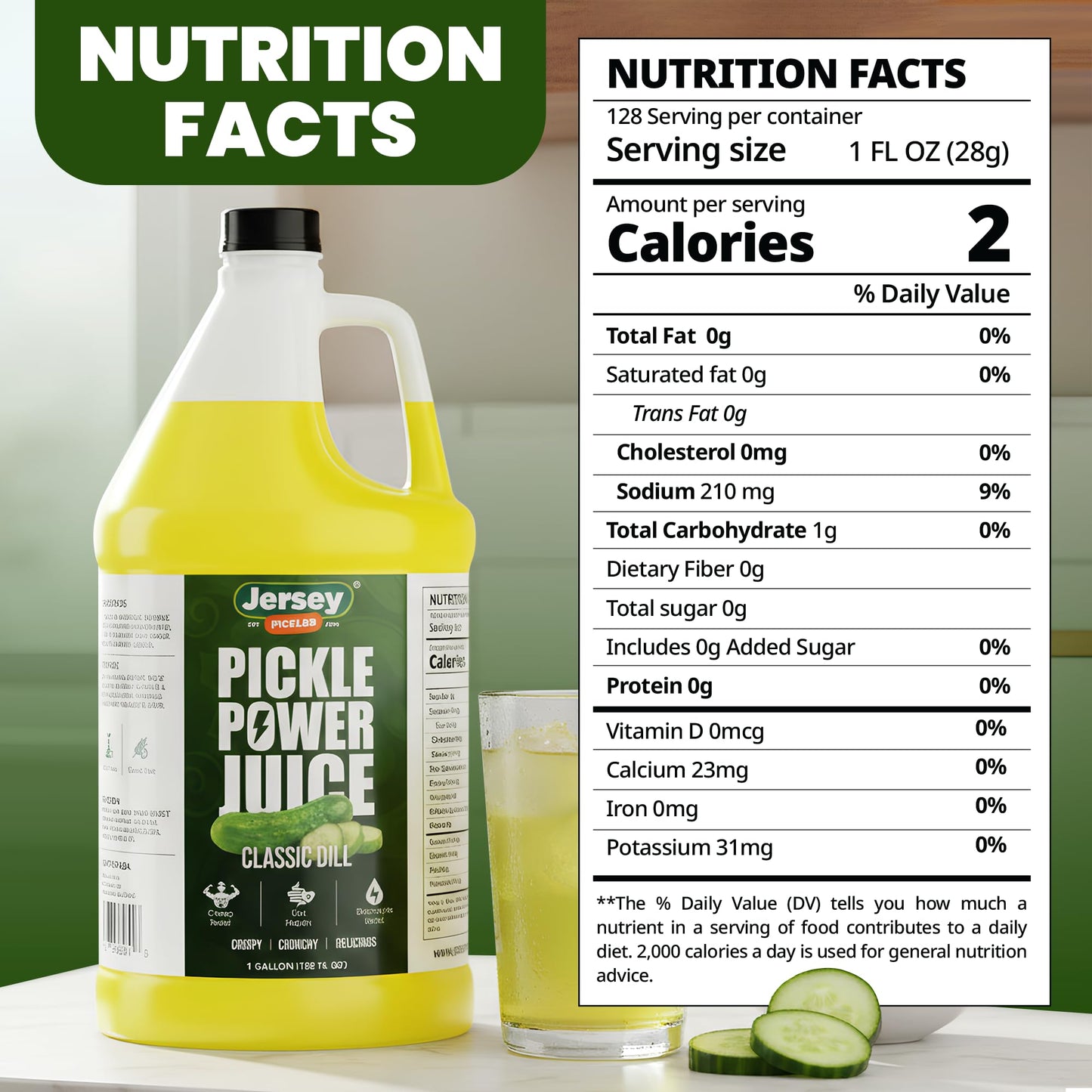 Jersey Pickles - Pickle Power Juice Classic Dill | Pickle Juice with Electrolytes for Hydration | Vegan, Gluten Free (2 Gallon, Classic Dill)