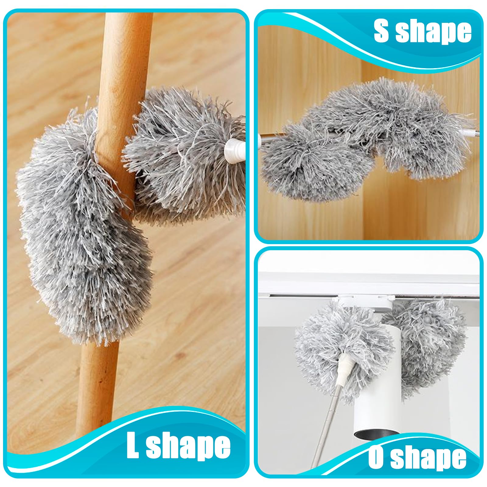 Feather Duster for Cleaning Extendable - Feather Duster for Cleaning The Indoor. 110 in Long Duster with Extension Pole for Clean Ceilings and Fans