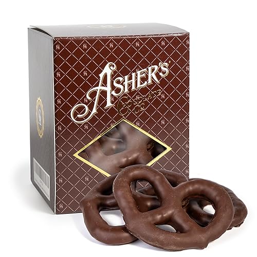 Asher's Chocolates Sugar Free Chocolate Covered Pretzel, 8 Large and Delicious Pretzels in Decorative Box, Diabetic Friendly, No Sugar Added, Gourmet
