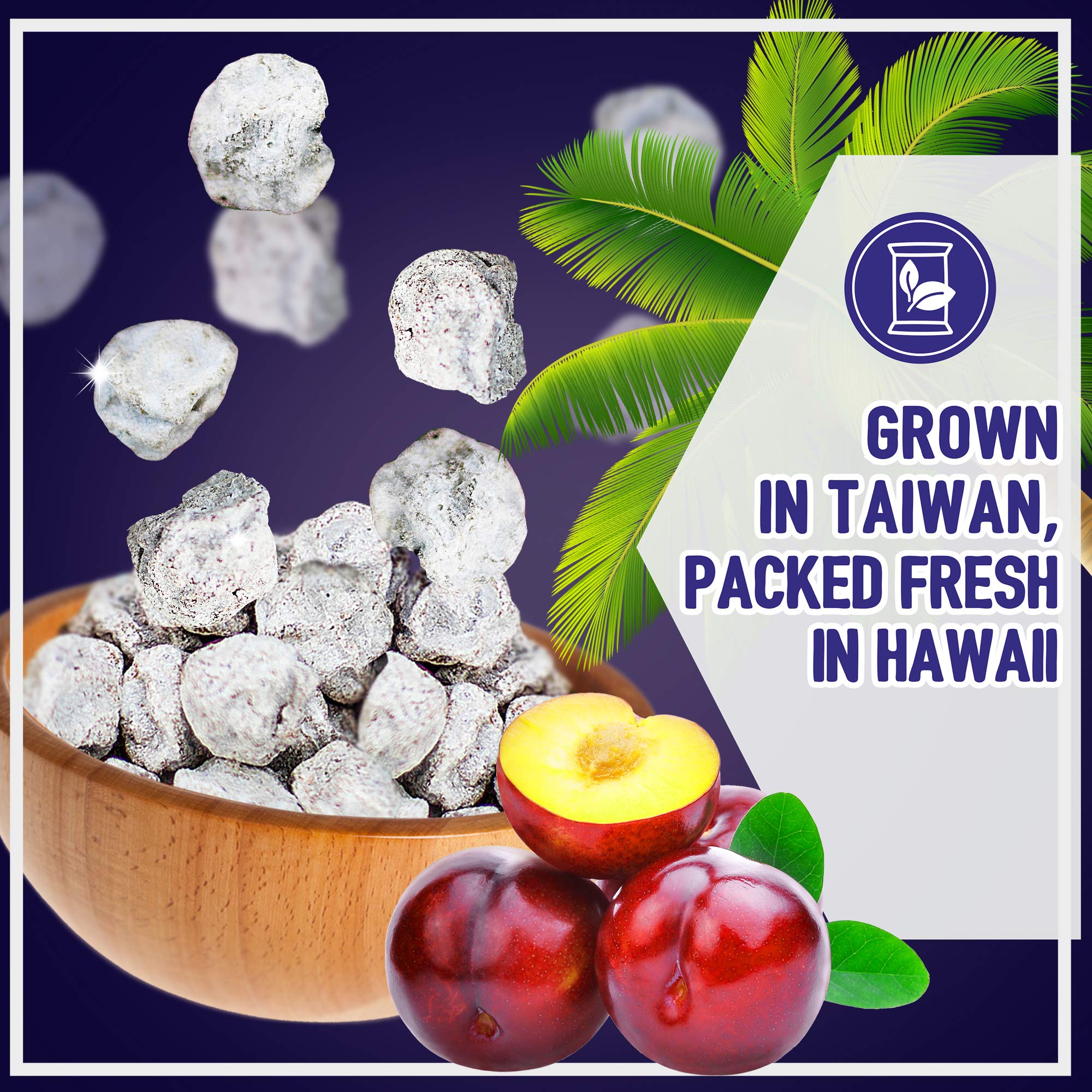Asia Trans Seeded White Li Hing Mui Crack Seed Plums | Hawaiian Favorite | Salty, Sour, & Bitter Dried Asian Plum Candy