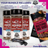 Pit Boss Smoky Salt & Cracked Pepper All Purpose AP Premium BBQ Barbecue Mixed Seasoning Spice & Rub 3 pk Choice Bundle (16.8 oz) + Guide & Keychain