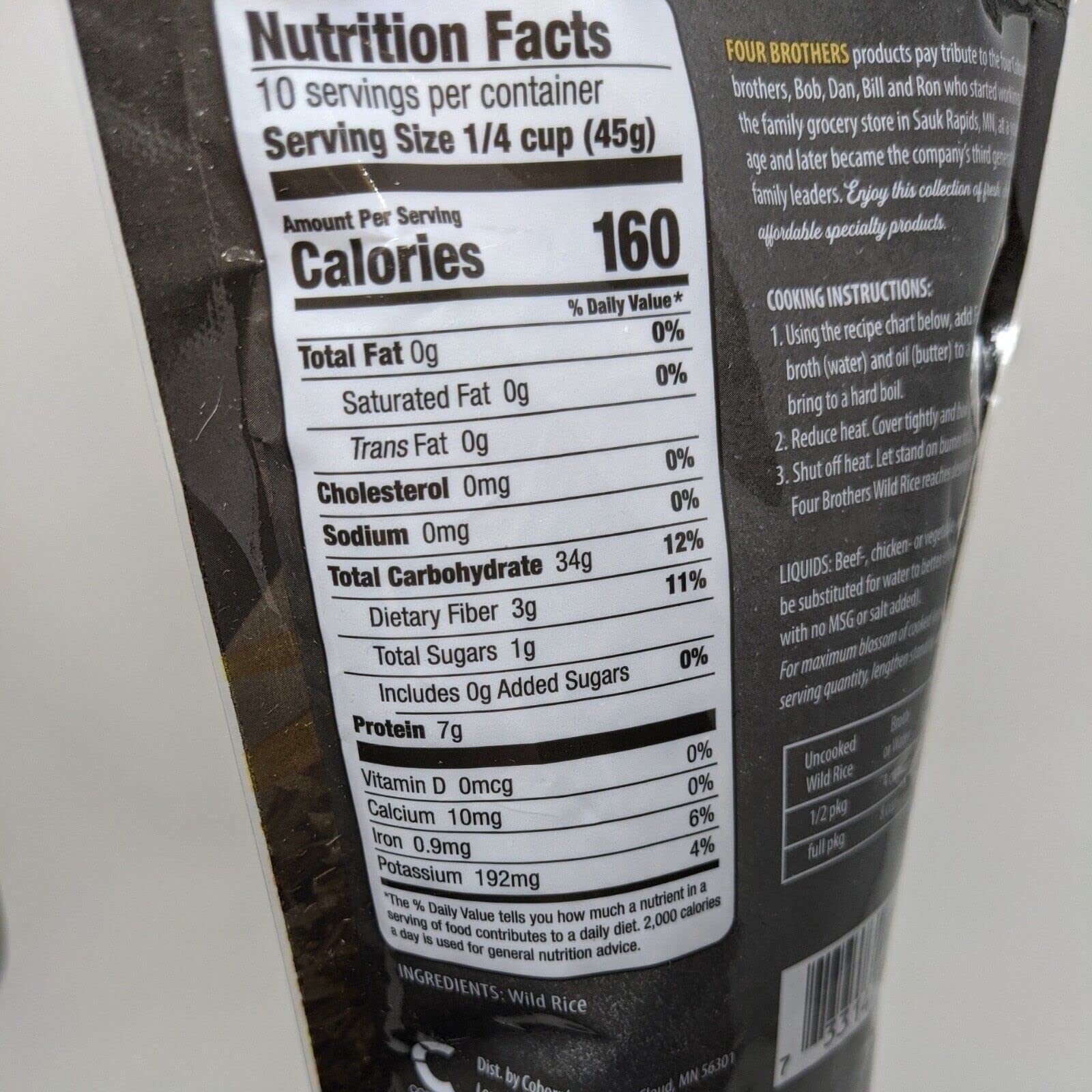 Minnesota Grown Wild Rice by Four Brothers 1lb Cultivated Premium Raw Gluten-Free Cholesterol-Free 1 Pound Traditionally Bat-Roasted Package Rice