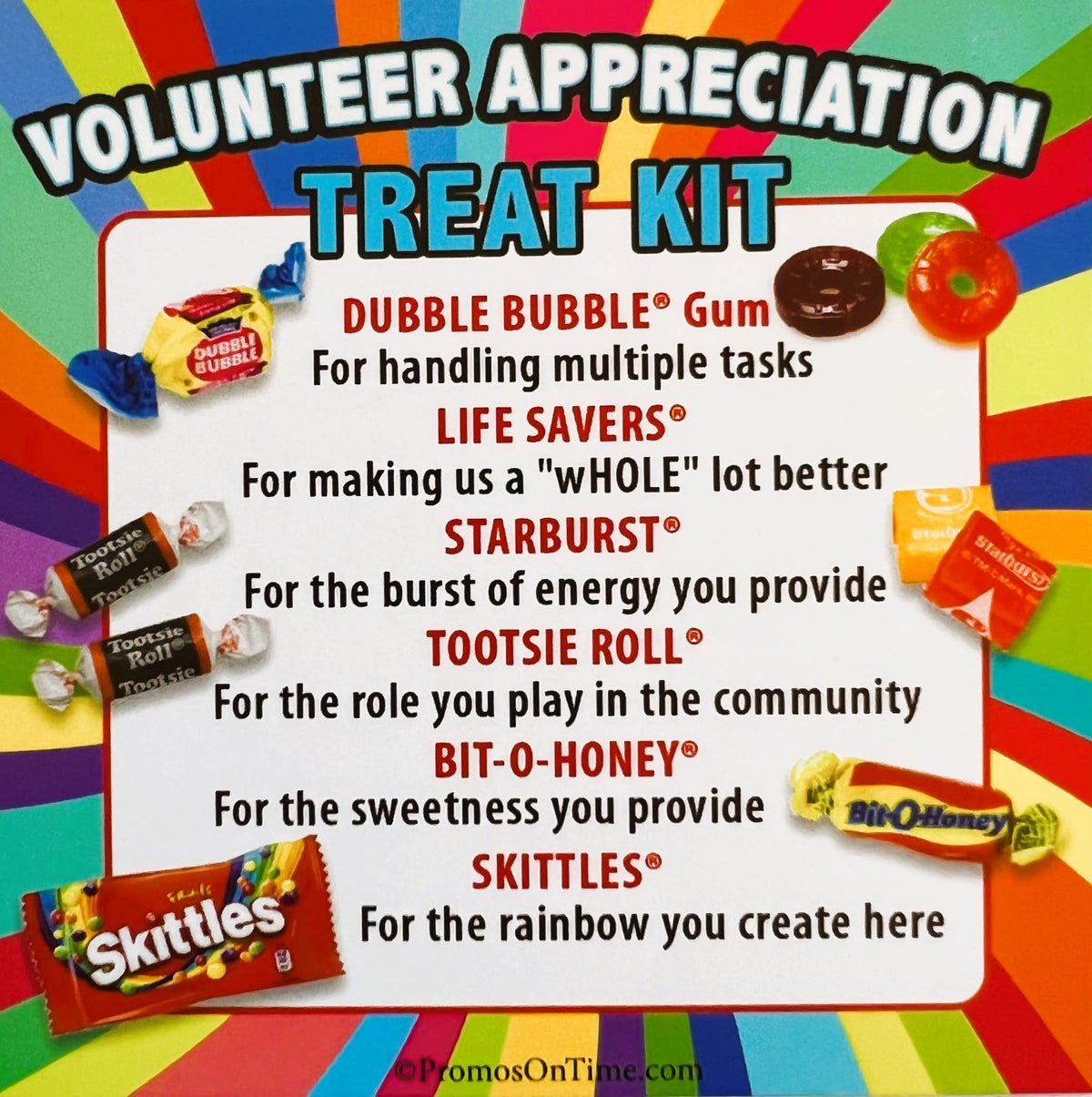 Volunteer Appreciation Treat Survival Kit (50 kits per pack) Gifts for National Volunteer Week