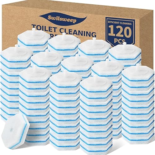 Swilsweep 120 Count Toilet Bowl Wand Refills, Disposable Toilet Cleaner Refills, Disposable Wand Heads Compatible with Clorox and The Most Toilet