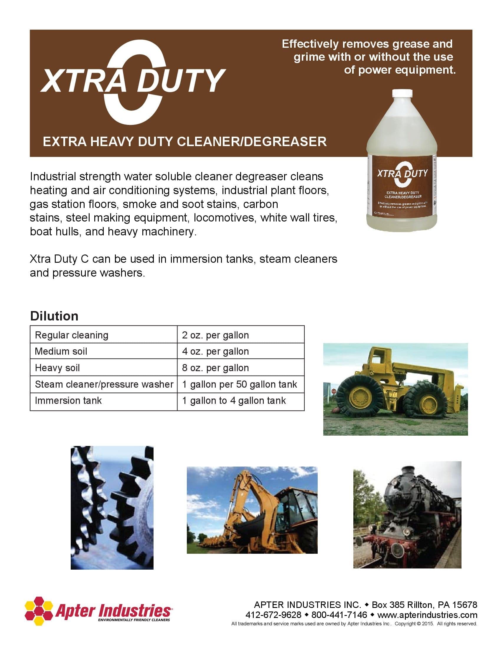 Apter Industries Xtra Duty C Industrial Cleaner - Concentrated Heavy-Duty Degreaser for All Industrial Settings, 1 Gallon