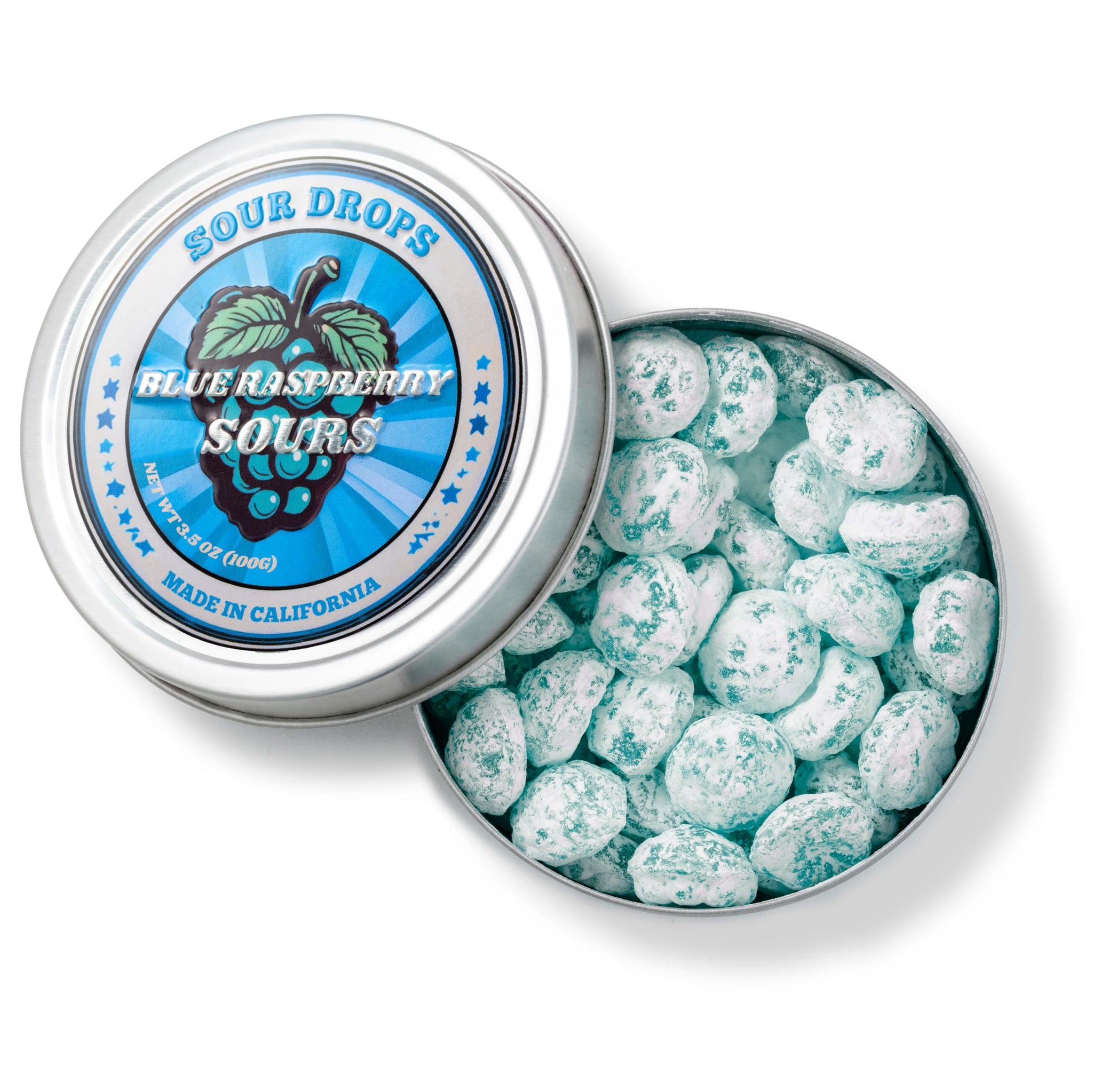 Sour Drops - Small Batch Fruit Sours - Tangerine, Watermelon, Blue Raspberry - No Artificial Dyes, Vegan & Gluten Free - 3 Gift Tins (100g Each)