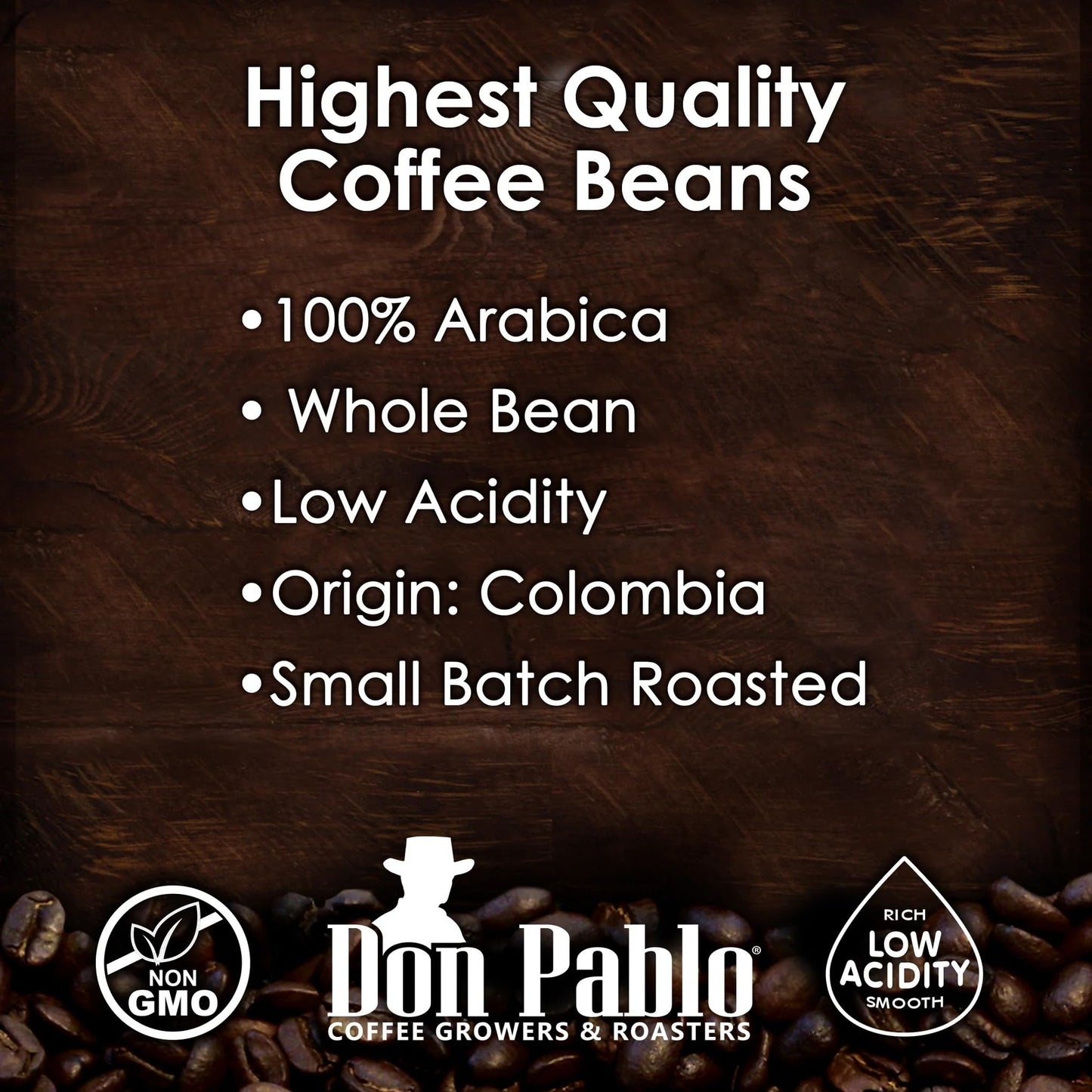 Don Pablo Colombian Supremo - Medium-Dark Roast - Whole Bean Coffee - Low Acidity