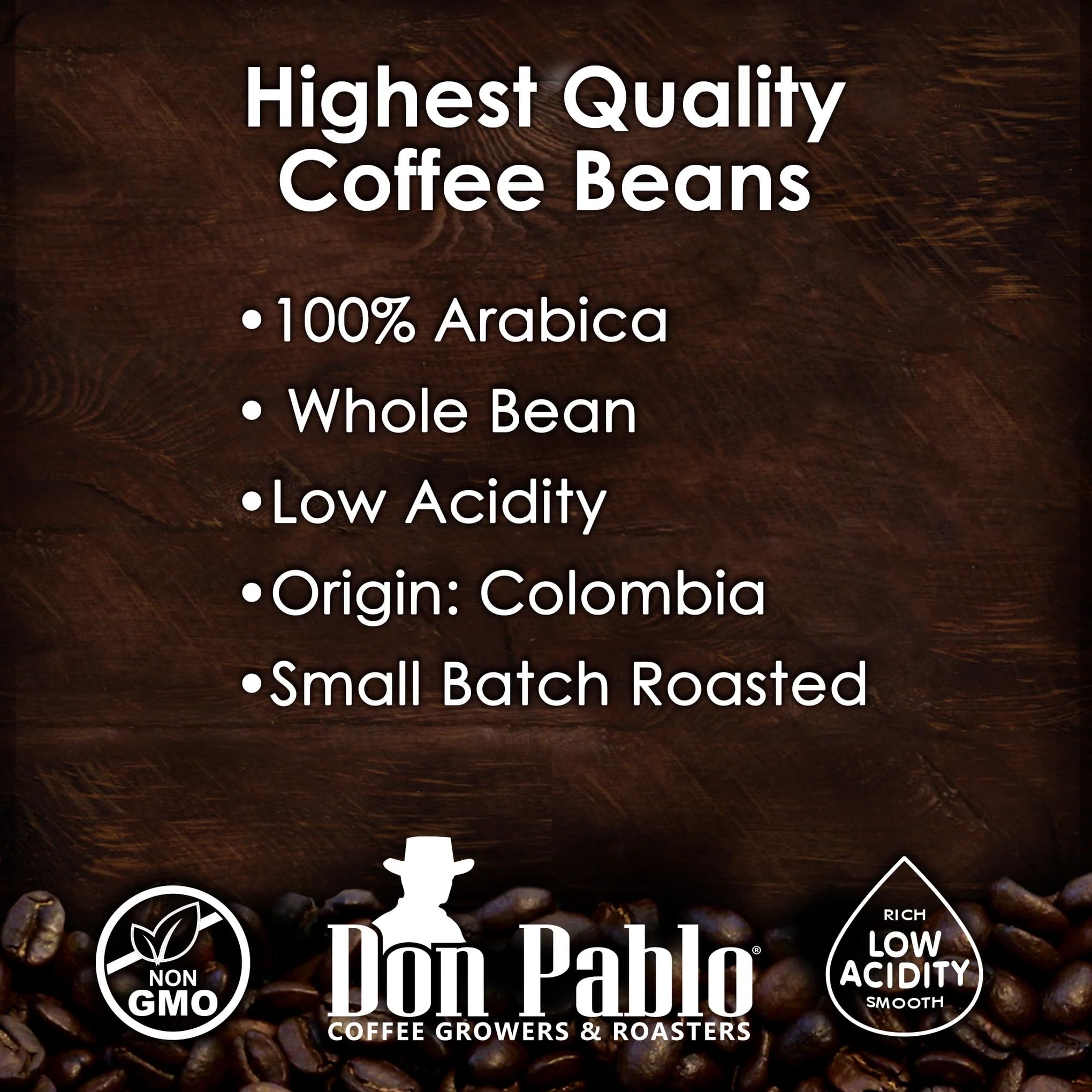 Don Pablo Colombian Supremo - Medium-Dark Roast - Whole Bean Coffee - Low Acidity