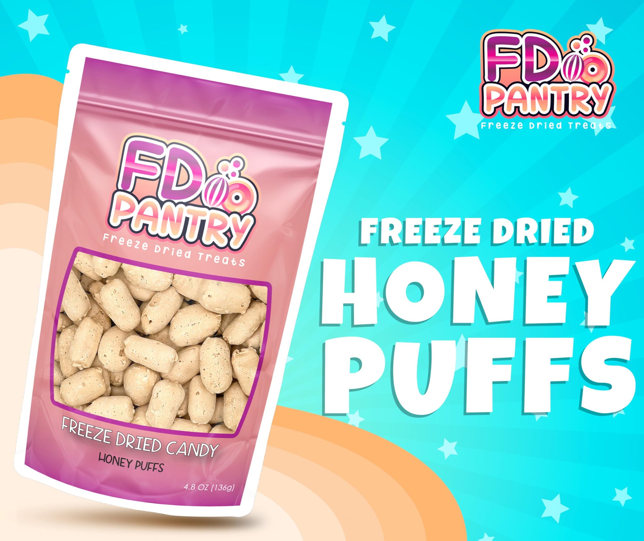 Freeze Dried Candy - Crispy Twist on Classic Chews in Resealable Bag Perfect for Gifting, Outdoor Adventures & Emergency Food Storage (Honey Puffs