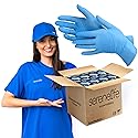 SereneLife Nitrile and Vinyl Blend Disposable Industrial Powder & Latex-Free Protective Gloves, Soft and Comfortable, Size Medium, Blue, 1000 Count