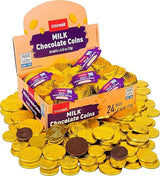 Carmit Gold "Real" Milk Chocolate Coins, (24 Mesh Bags) | Individually Wrapped Menora Embossed Hanukkah Gelt | Holiday Candy, Party Favors | Gluten