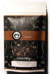 Mahamosa Mango Tropical Passion Tea 2 oz - Loose Leaf Flavored Black Tea Blend (with black tea, flavoring, rose blossoms, sunflower blossoms