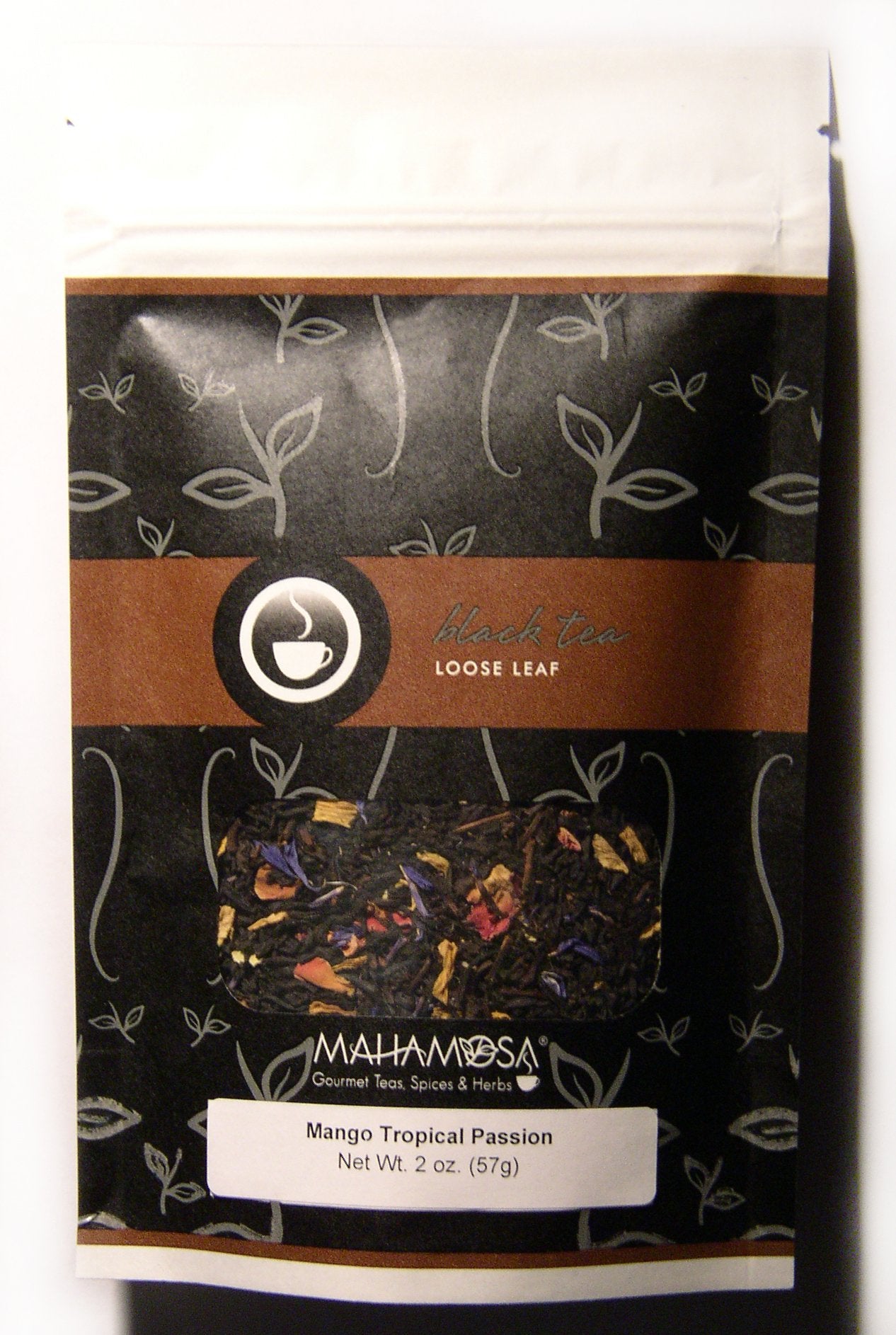 Mahamosa Mango Tropical Passion Tea 2 oz - Loose Leaf Flavored Black Tea Blend (with black tea, flavoring, rose blossoms, sunflower blossoms