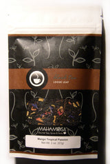 Mahamosa Mango Tropical Passion Tea 2 oz - Loose Leaf Flavored Black Tea Blend (with black tea, flavoring, rose blossoms, sunflower blossoms