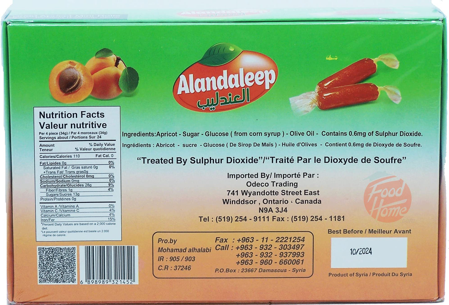 Alandaleep dried apricot mini rolls, individually wrapped in 800-gram box