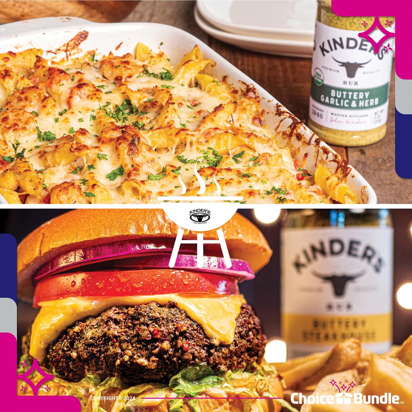 Kinders Buttery Garlic & Herb Woodfired Garlic The Blend Buttery Steakhouse All Purpose Caramelized Onion Butter Seasoning & Rub 6 pk (34.95 oz) + BBQ