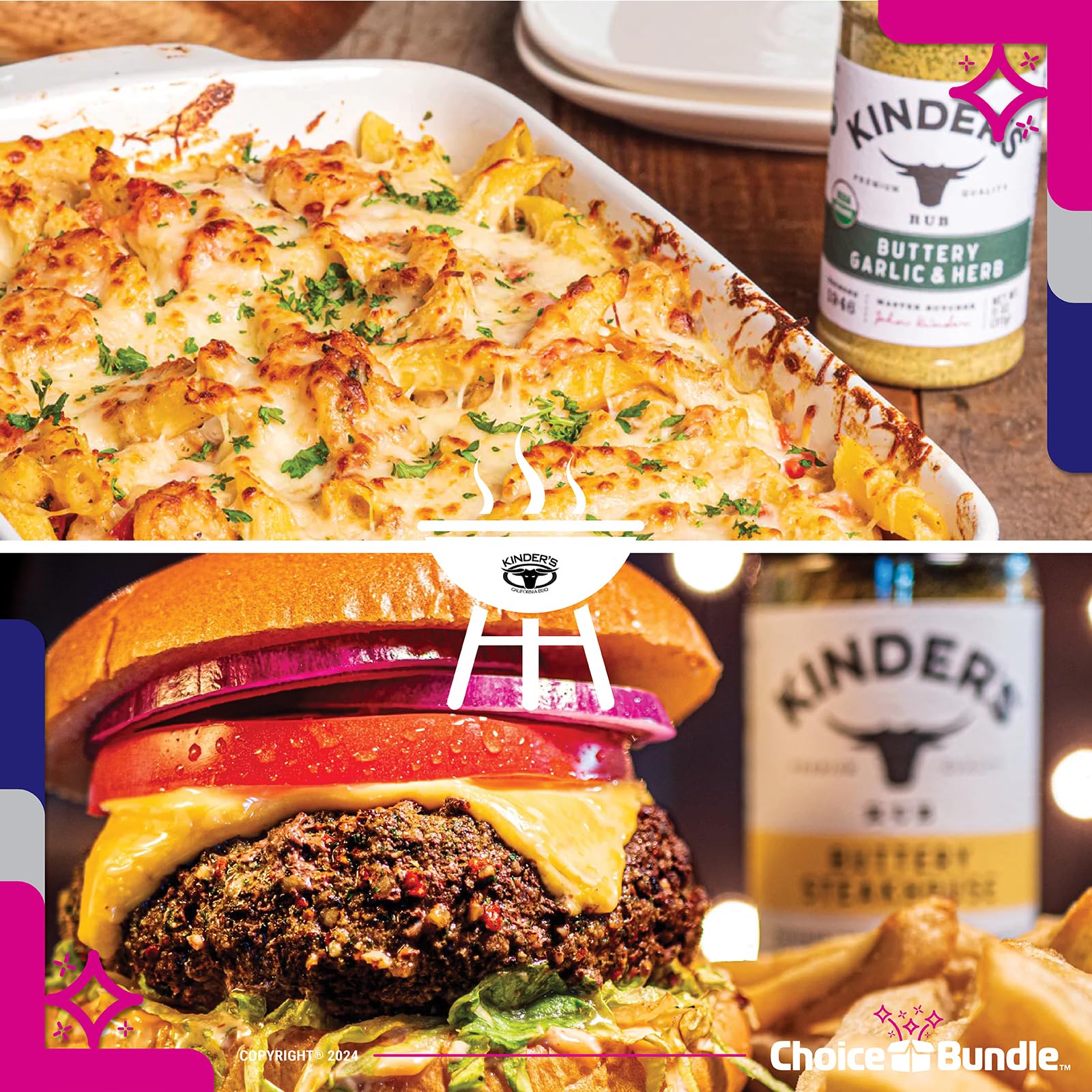 Kinders Buttery Garlic & Herb Woodfired Garlic The Blend Buttery Steakhouse All Purpose Caramelized Onion Butter Seasoning & Rub 6 pk (34.95 oz) + BBQ