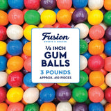 Gumballs 1/2 Inch - 3 Pound Bulk Bag - Gum Balls For Gumball Machine - Gumballs Bulk - Assorted Fruit Flavor - Bubble Gum