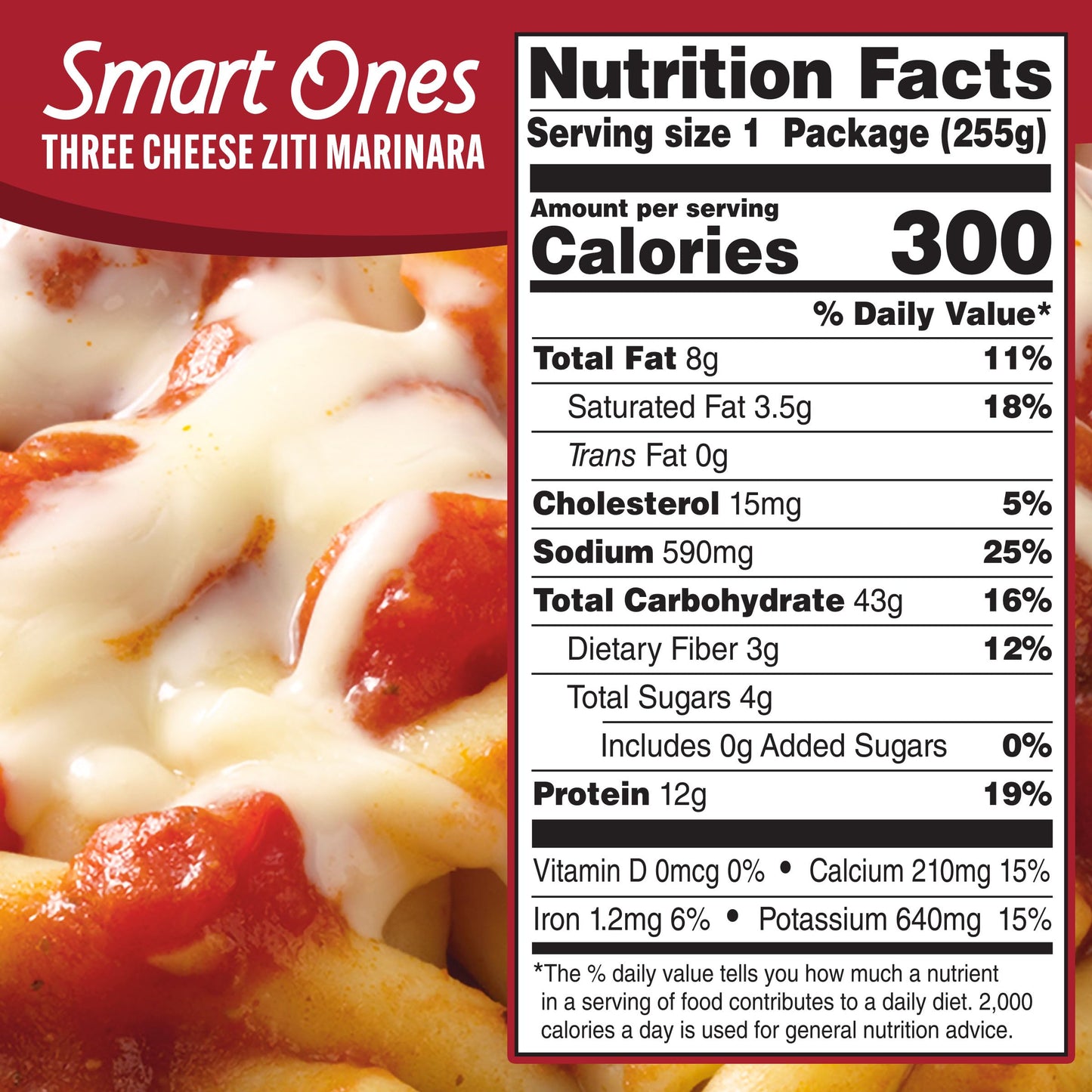 Smart Ones Three Cheese Ziti Pasta Marinara with Mozzarella, Monterey Jack & Parmesan Cheeses Frozen Meal, 9 oz Box