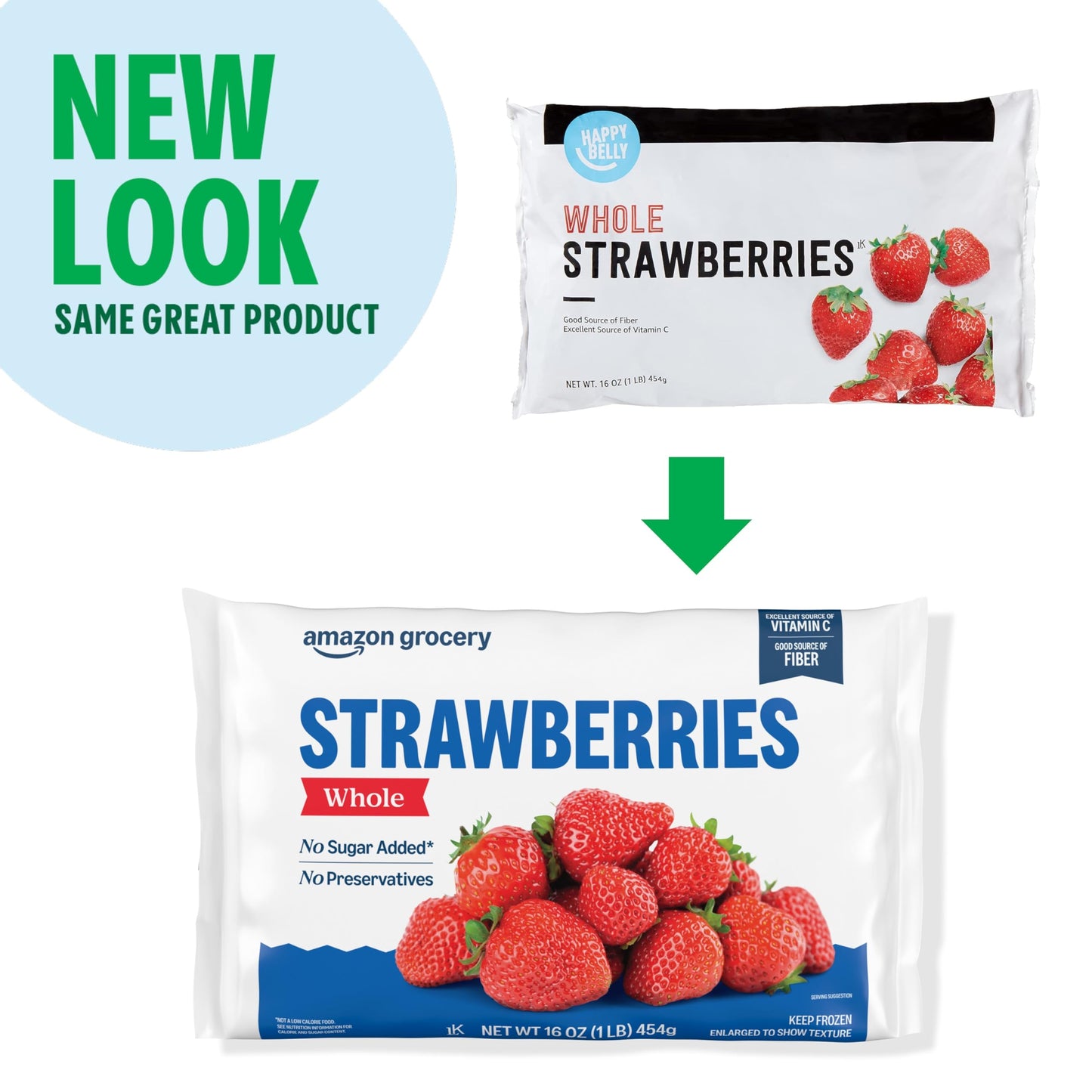 Amazon Grocery, Whole Strawberries, 16 oz, Frozen (Previously Happy Belly, Packaging May Vary)