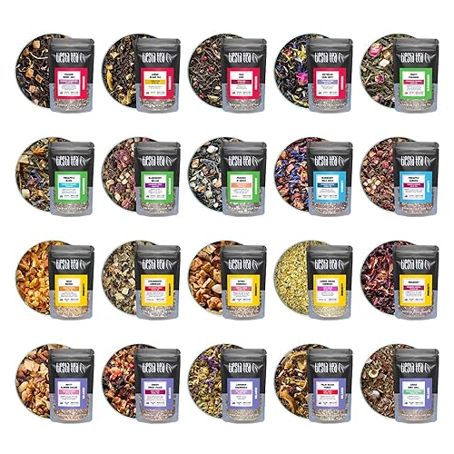 Tiesta Tea - Discovery Sampler Dry Flight Set, Loose Leaf, High to No Caffeine, Hot & Iced Up to 200 Cups, Tea Variety Pack with Green, Herbal, Black
