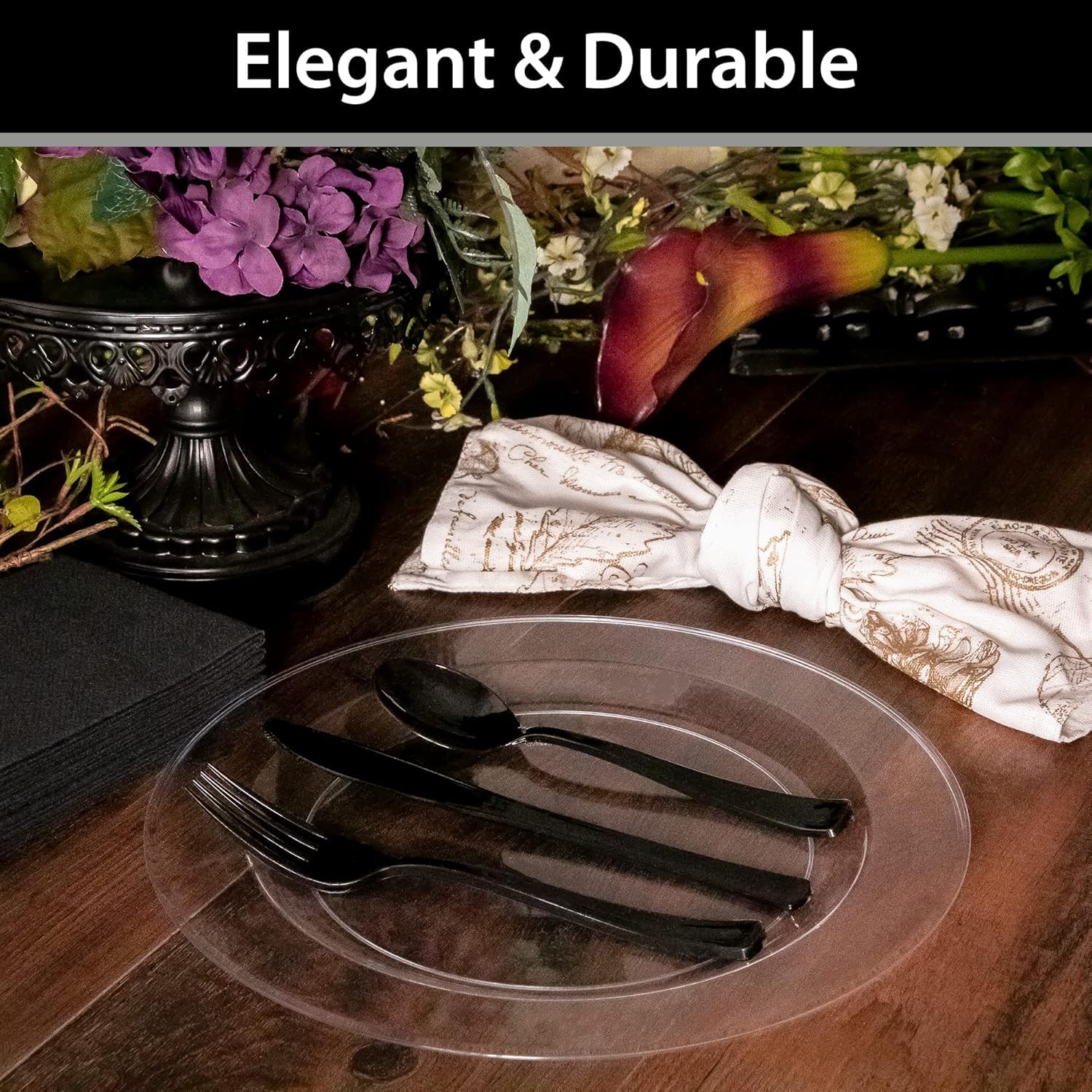 Lillian Tablesettings Premium Quality Heavyweight Plastic Plates China Like. Wedding and Party Dinnerware Plastic Plates 6.25 inc Clear-Value Pack 40