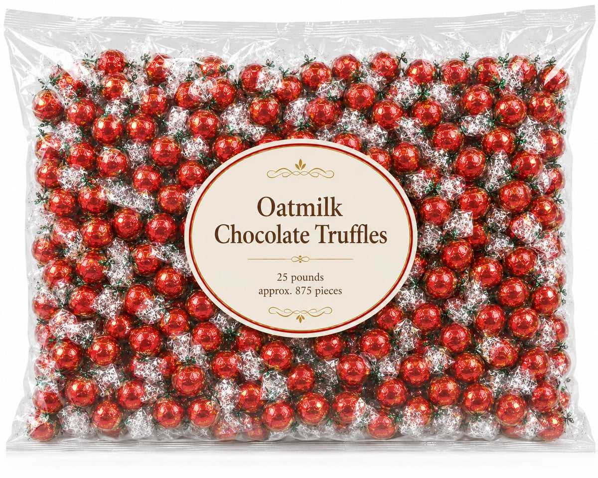 Oatmilk Chocolate Truffles Individually Wrapped Bulk Bag - 25 lb (Approx. 1000 pieces)