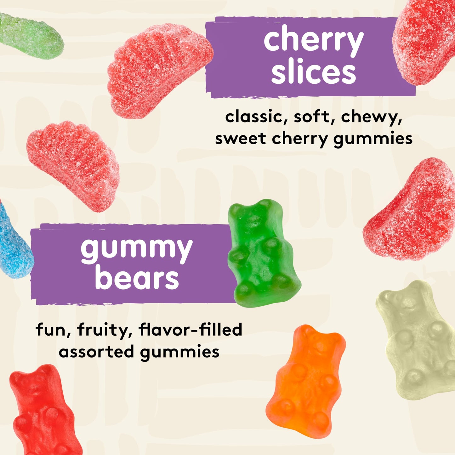 Snak Club Mixed Classic Gummies, Bulk Candy Mix with Gummy Bears, Sour Worms, Cherry Slices, Soft and Chewy Assorted Fruit Gummies, 40 oz Bag