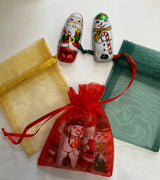 Christmas Chocolate Santa and Snowmen in Organza Bag Small Christmas Gift or Favor