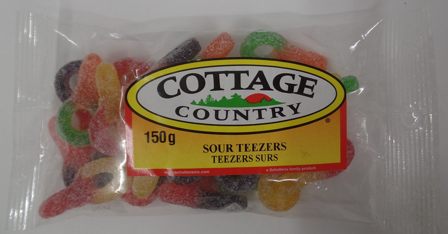 Lot of 5 Small Packs of Fruit Gummy Candy Made (Packed) in Canada, Each pack 140g(5 oz)-200g (7 oz) (Sour Teezers)