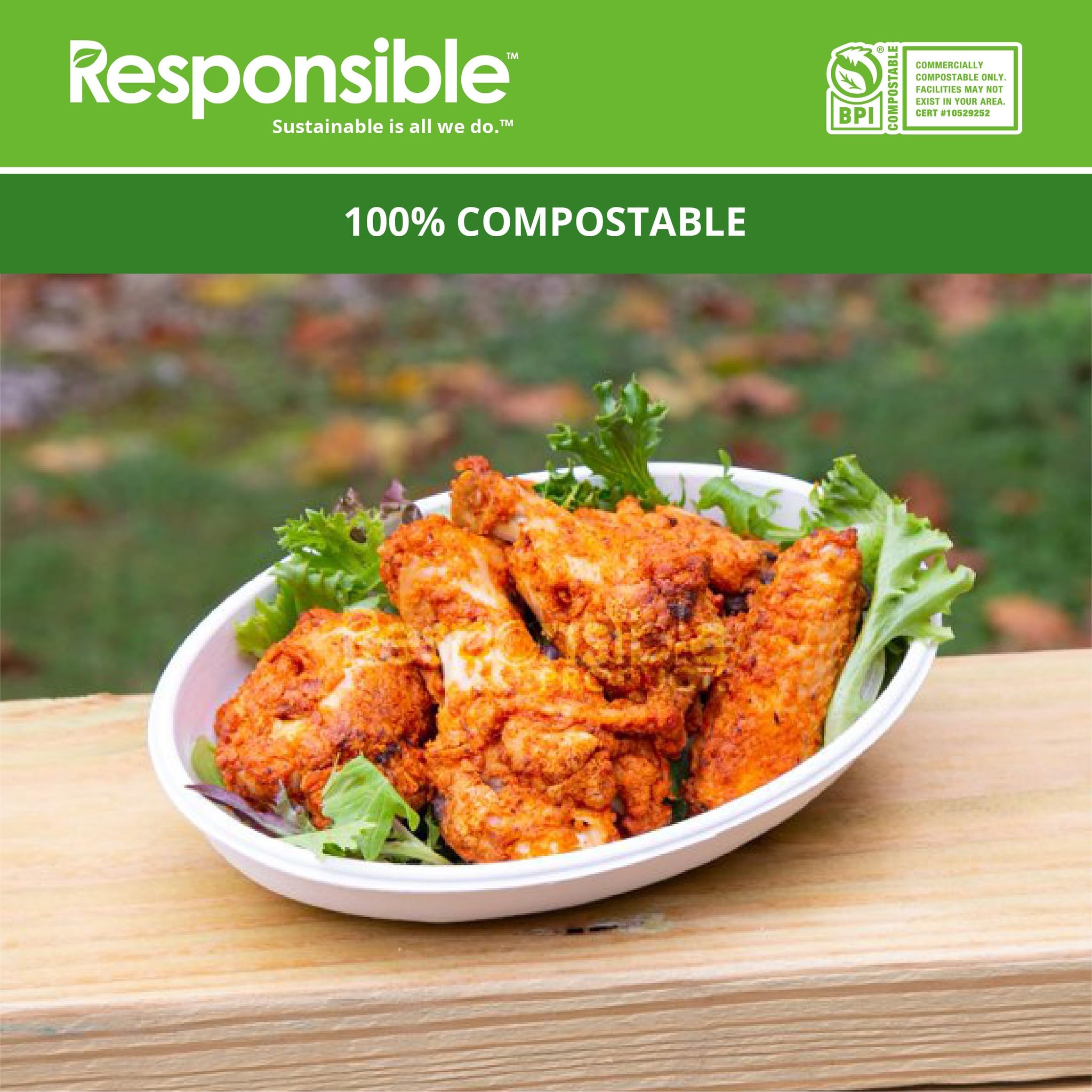 Responsible Products 20 oz Oval Disposable Bowls I Tree-Less™ Compostable Molded Fiber Burrito Bowls I Extra Strength I NO-PFAS I Classic White (50