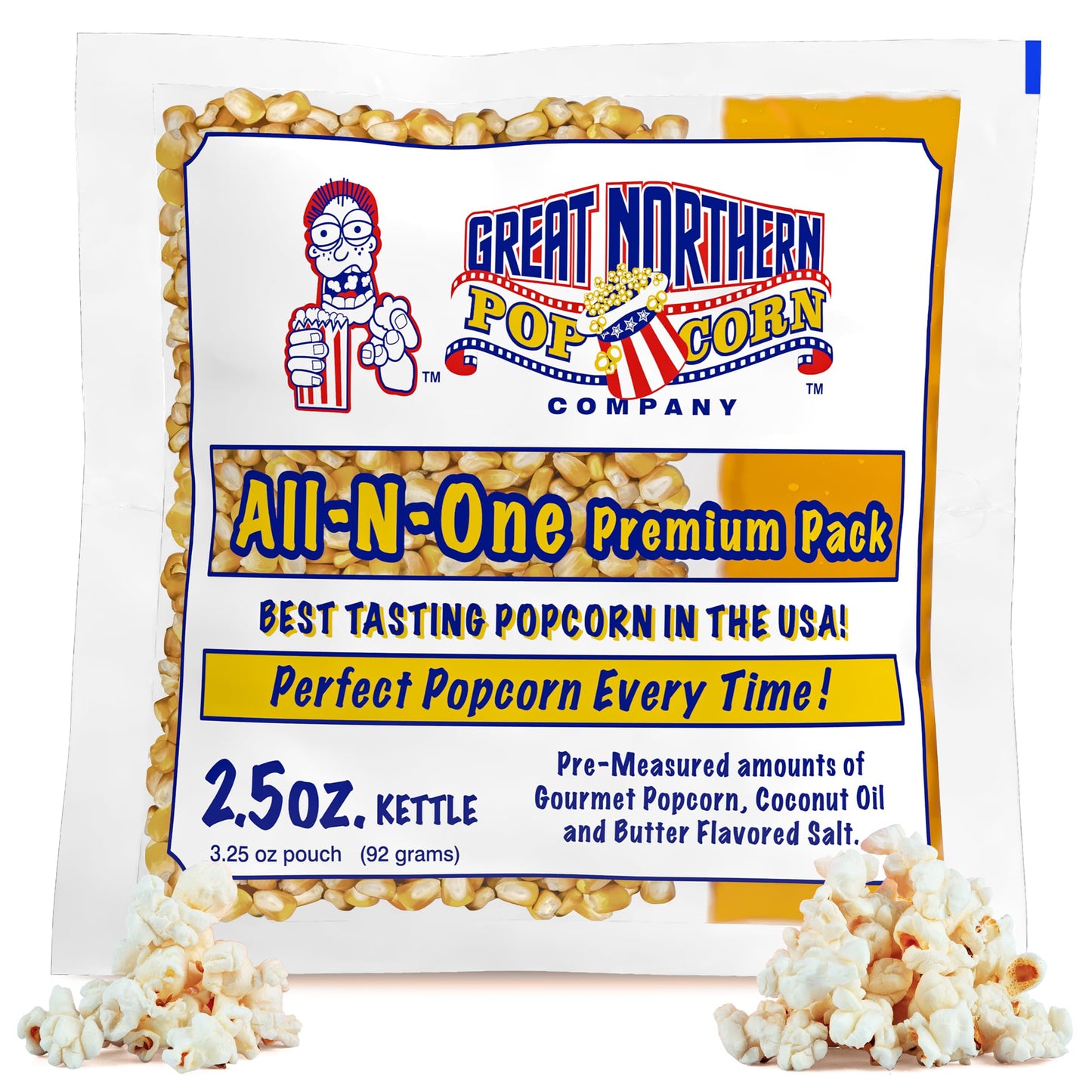 Movie Theater Style 5-Count Popcorn Packs-Pre-Measured 2.5 Ounce All-in-One Kernel, Salt, Oil Packets for Popping Machines by Great Northern Popcorn