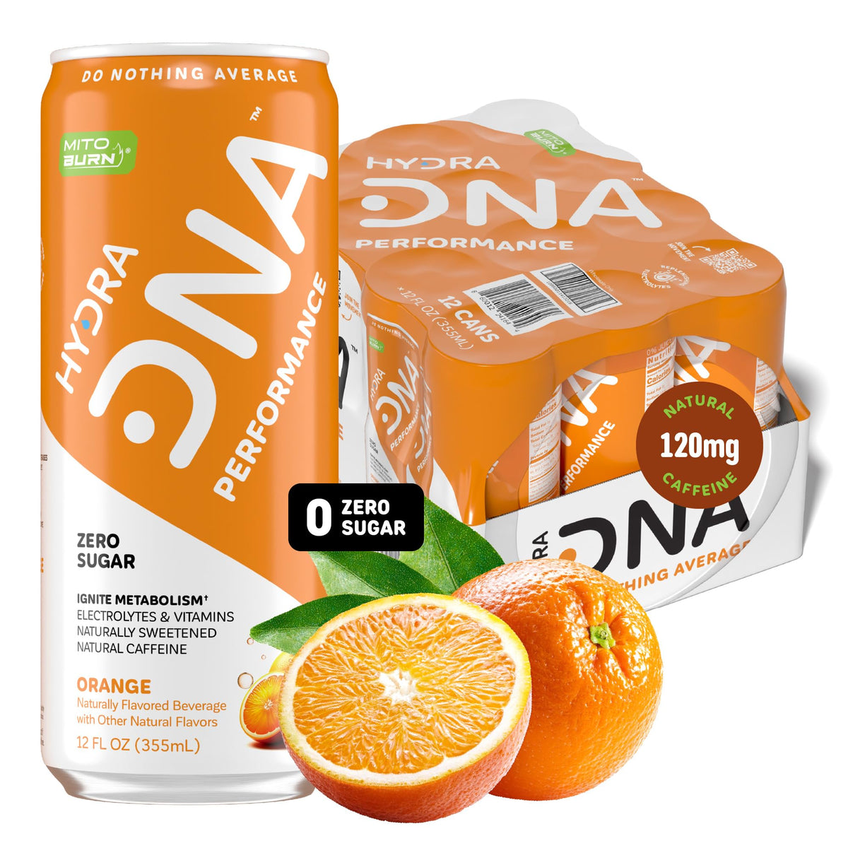 HYDRADNA- Clean Performance Drink, Zero Sugar | For Natural Fuel, Alertness, Boost, Stamina,120 mg Organic Caffeine, Natural Flavors, Zero Sucralose