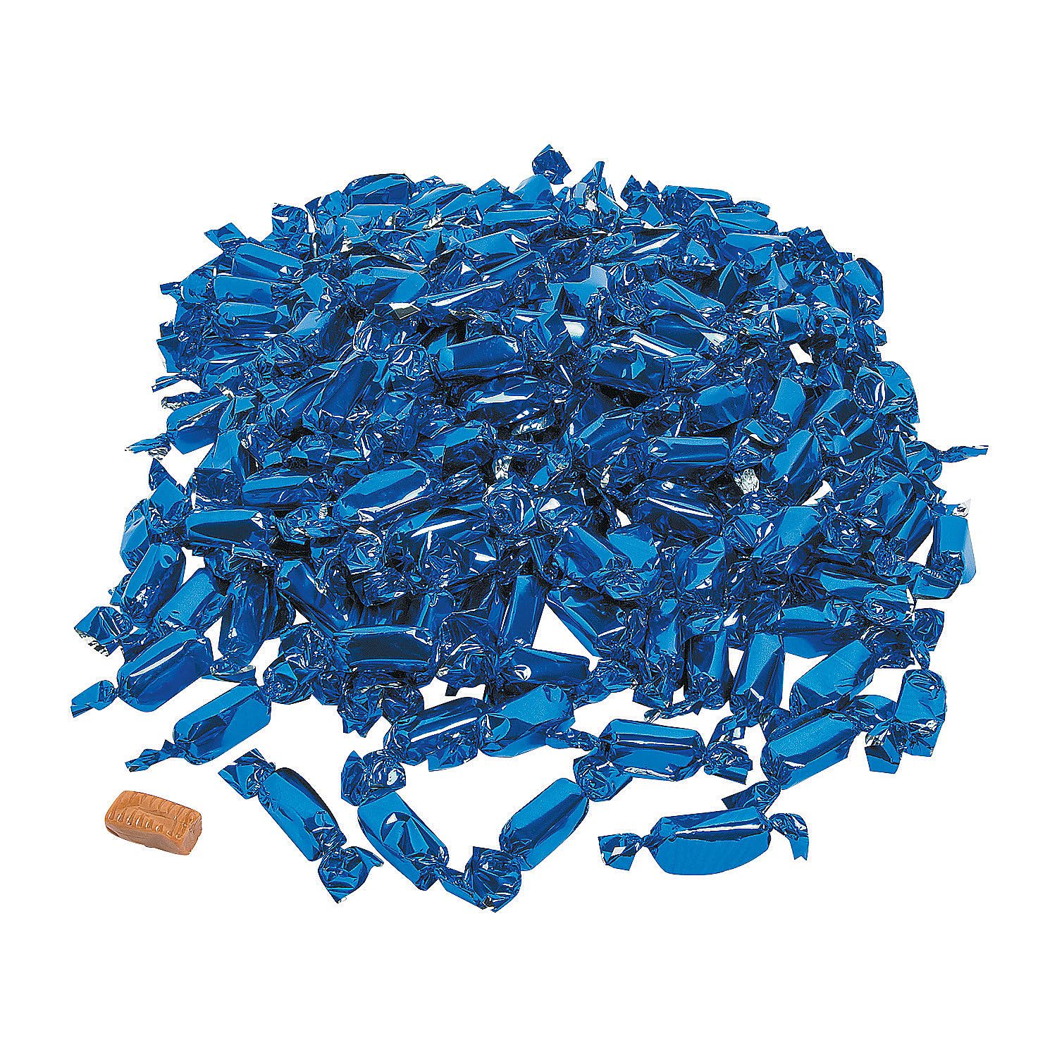 Fun Express Navy Blue Wrapped Caramel Candy Individually Wrapped 2lb Bulk Bag - Soft Chewy Caramels for Wedding Candy Favors, Baby Shower Candy Boy